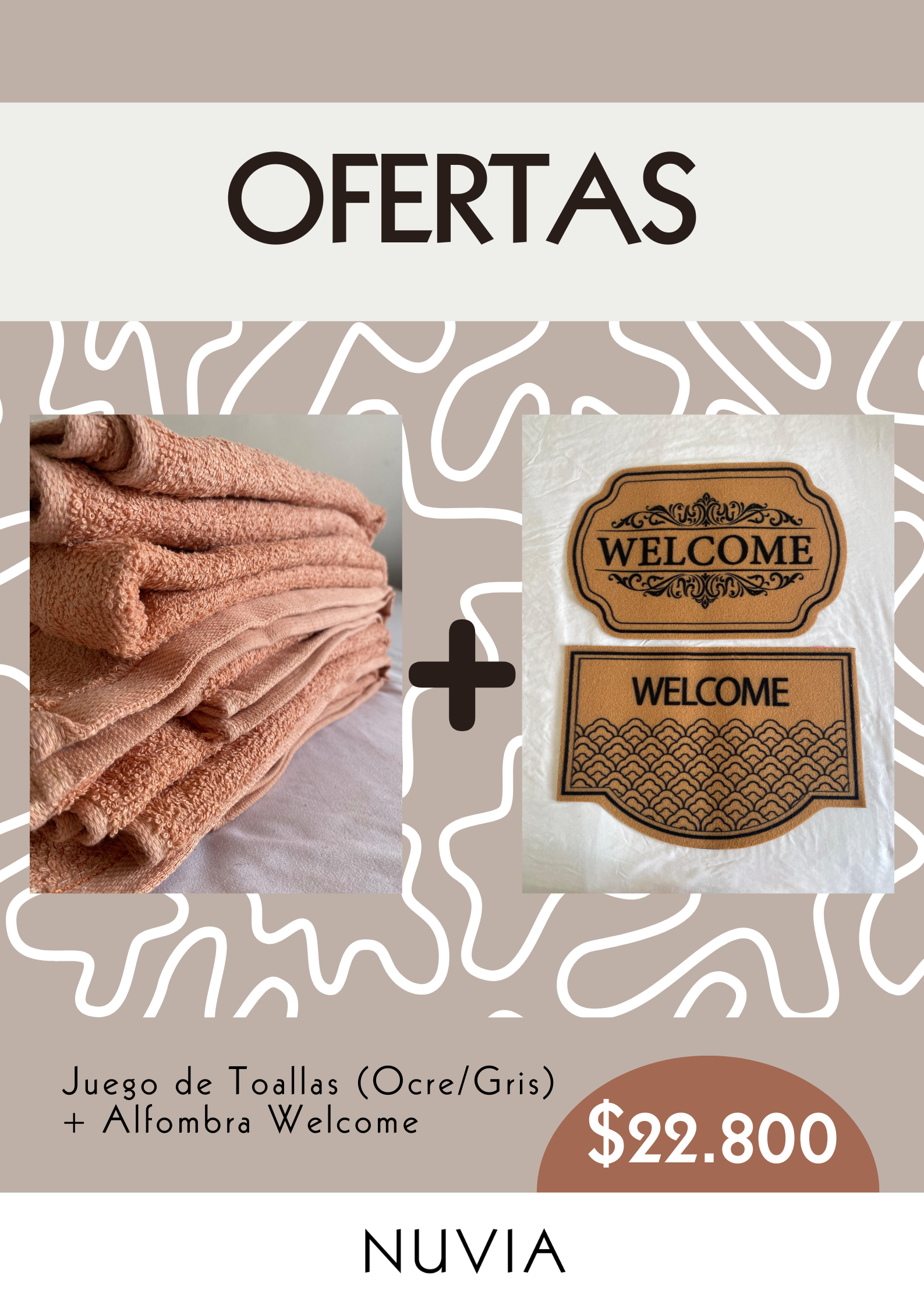 Combo Juego de Toallas + Alfombra Welcome